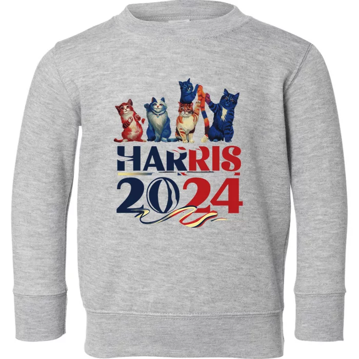 Funny Cat Design Kamala Harris 2024 Childless Cat Lady Toddler Sweatshirt