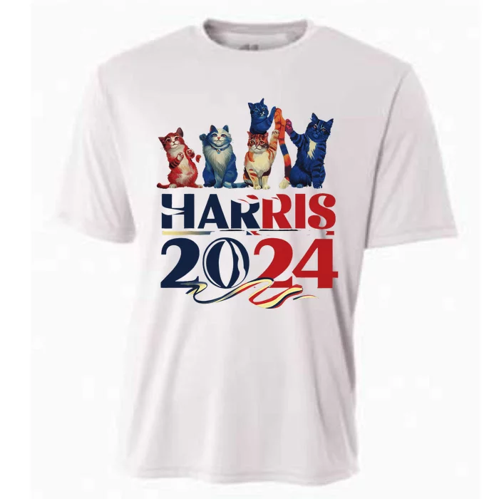 Funny Cat Design Kamala Harris 2024 Childless Cat Lady Cooling Performance Crew T-Shirt