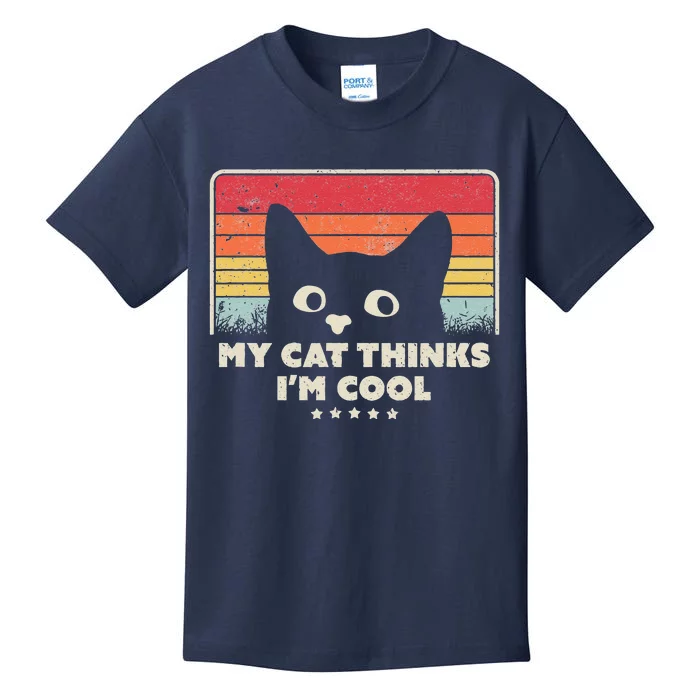 Funny Cat Design. My Cat Thinks Im Cool Retro Style Kids T-Shirt