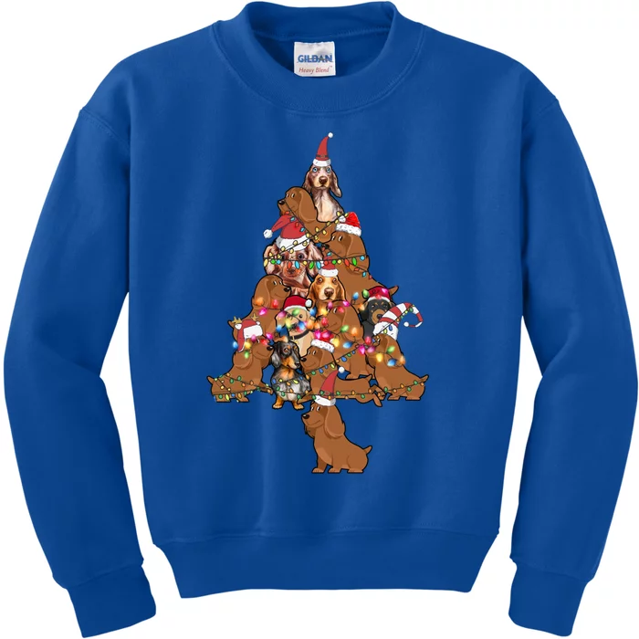 Funny Cute Dachshund Dog Christmas Tree Puppy Lover Funny Gift Kids Sweatshirt