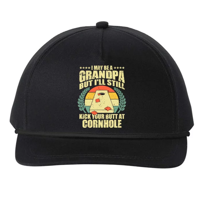 Funny Cornhole Design For Grandpa Sack Toss Game Lovers Snapback Five-Panel Rope Hat