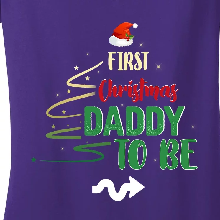 First Christmas Daddy To Be Pregnancy Announcement Xmas Family Women's V-Neck T-Shirt