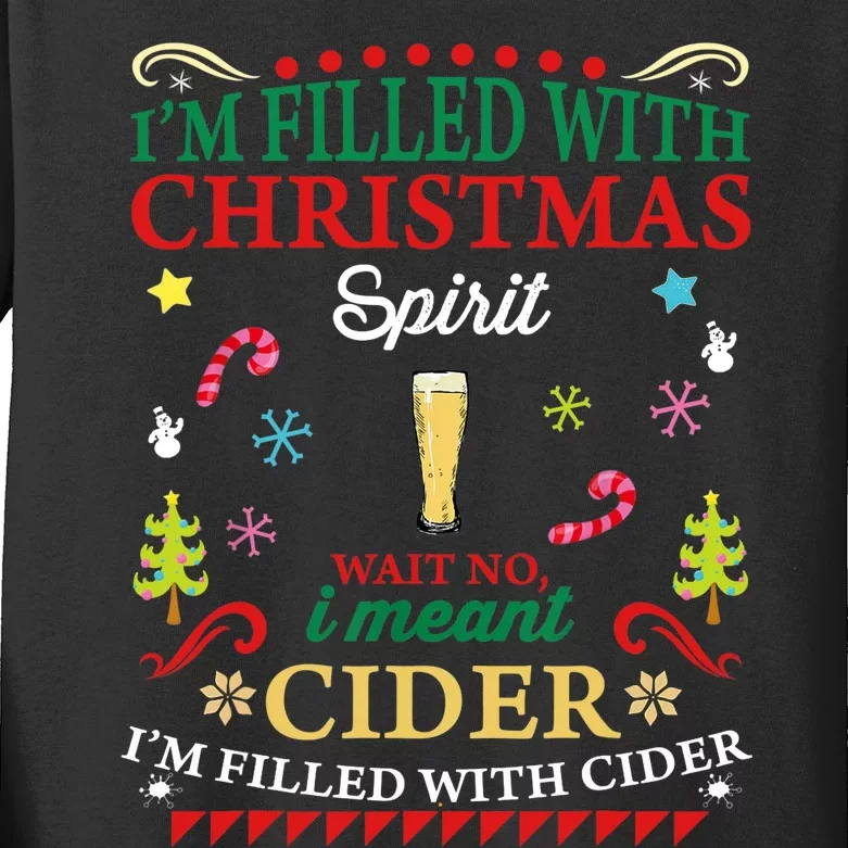 Funny Christmas Design For Cider Alcoholic Spirits Lovers Kids Long Sleeve Shirt