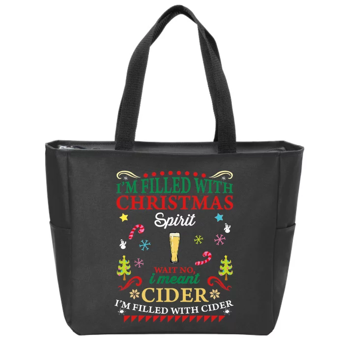 Funny Christmas Design For Cider Alcoholic Spirits Lovers Zip Tote Bag