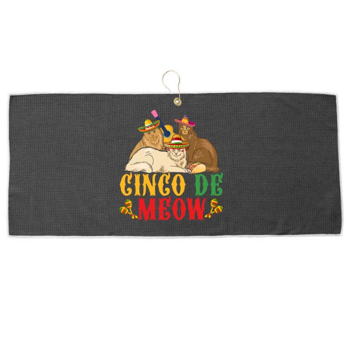 Funny Cinco De Mayo Gift Cinco De Meow Cat Sombrero Large Microfiber Waffle Golf Towel