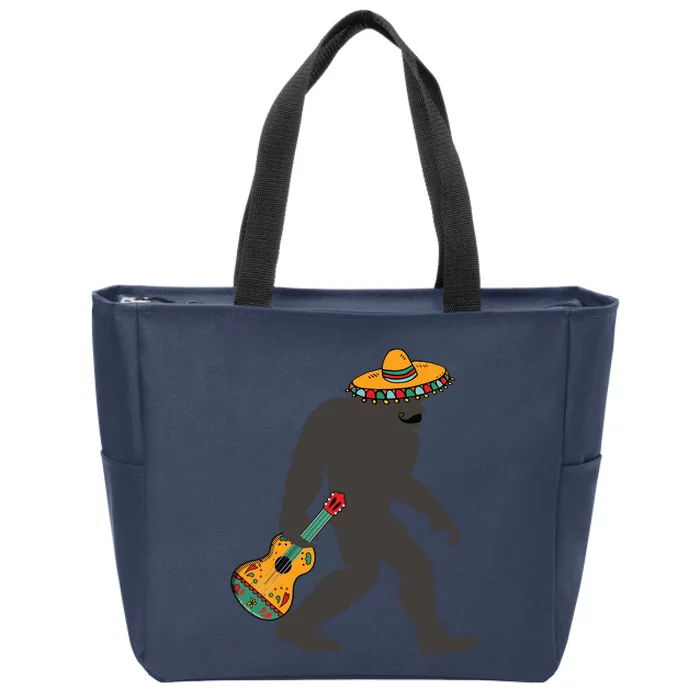 Funny Cinco De Mayo Bigfoot Mexican Guitar Cinco De Mayo Zip Tote Bag