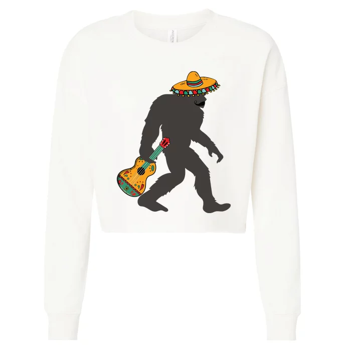 Funny Cinco De Mayo Bigfoot Mexican Guitar Cinco De Mayo Cropped Pullover Crew