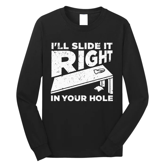 Funny Cornhole Design For Wo Sack Toss Game Lovers Long Sleeve Shirt