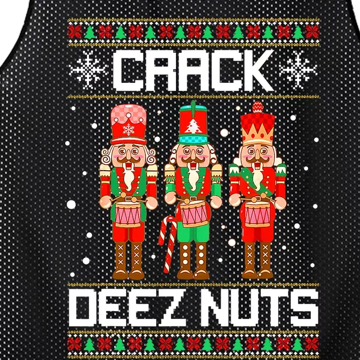 Funny Crack Deez Nuts Ugly Christmas Sweater Xmas Nutcracker Mesh Reversible Basketball Jersey Tank