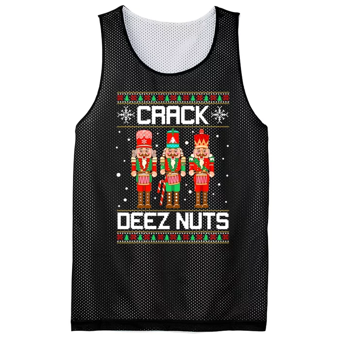 Funny Crack Deez Nuts Ugly Christmas Sweater Xmas Nutcracker Mesh Reversible Basketball Jersey Tank