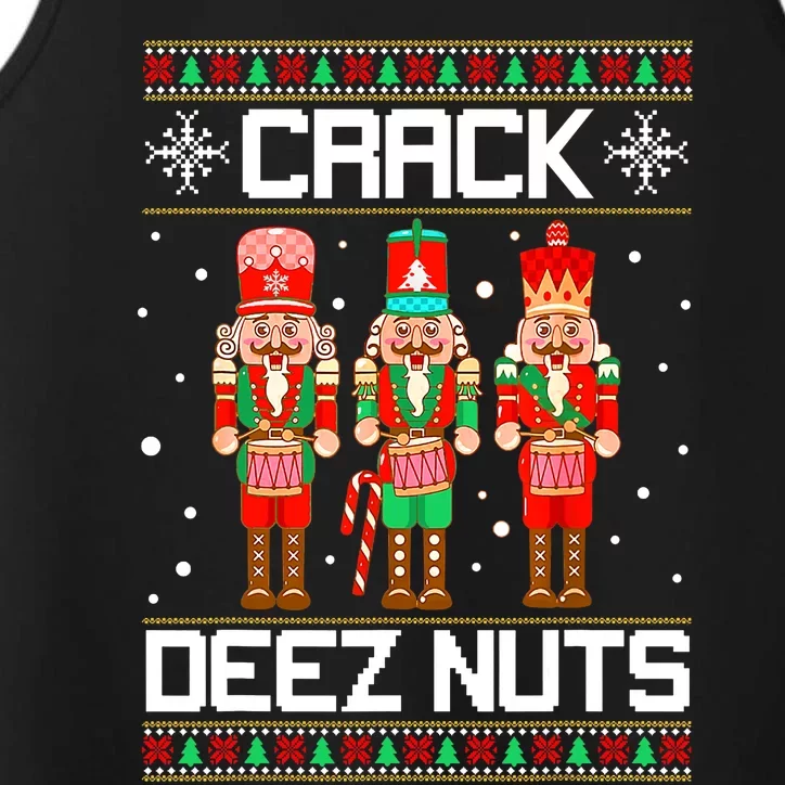 Funny Crack Deez Nuts Ugly Christmas Sweater Xmas Nutcracker Performance Tank