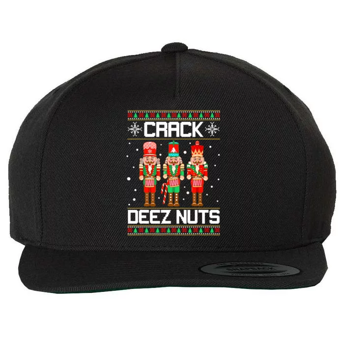 Funny Crack Deez Nuts Ugly Christmas Sweater Xmas Nutcracker Wool Snapback Cap