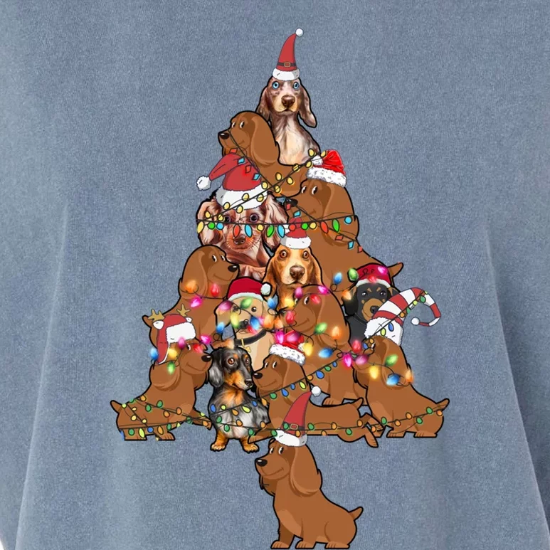 Funny Cute Dachshund Dog Christmas Tree Puppy Lover Gift Garment-Dyed Women's Muscle Tee