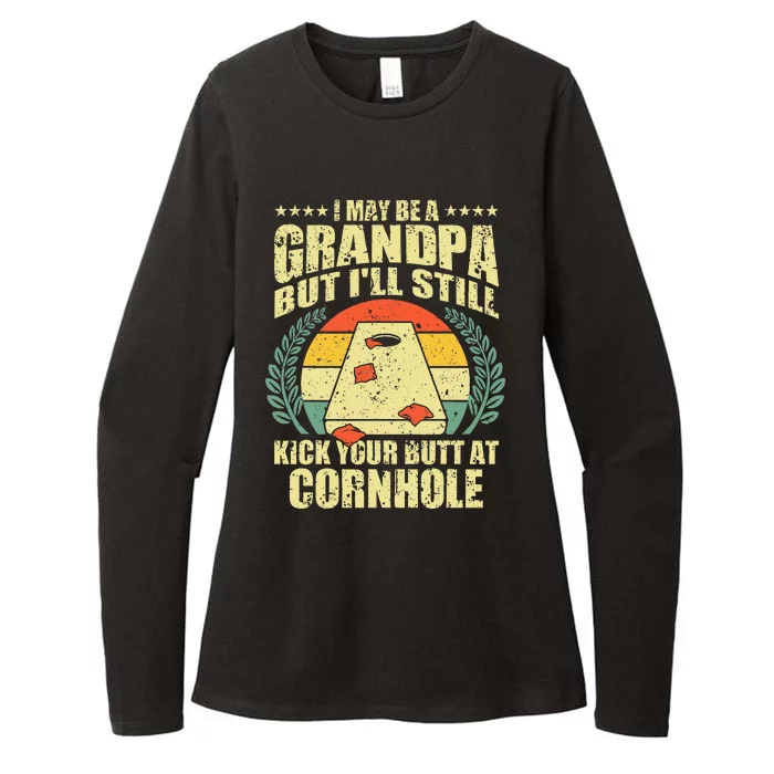 Funny Cornhole Design For Men Grandpa Sack Toss Game Lovers Womens CVC Long Sleeve Shirt