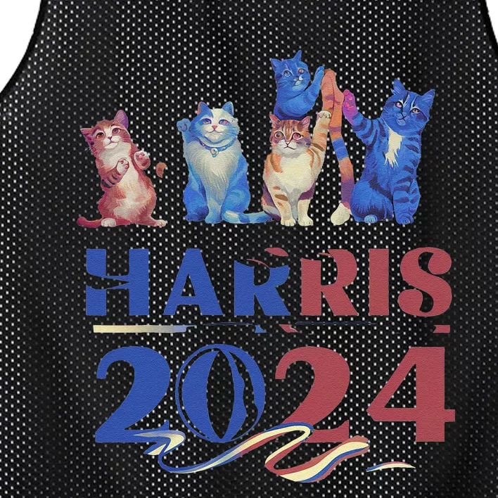 Funny Cat Design Kamala Harris 2024 Childless Cat Lady Gift Mesh Reversible Basketball Jersey Tank