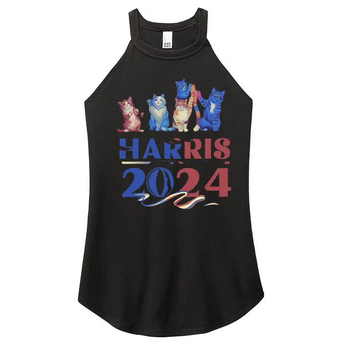 Funny Cat Design Kamala Harris 2024 Childless Cat Lady Gift Women’s Perfect Tri Rocker Tank