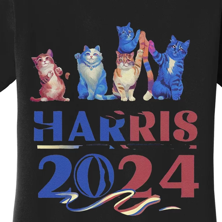 Funny Cat Design Kamala Harris 2024 Childless Cat Lady Gift Women's T-Shirt