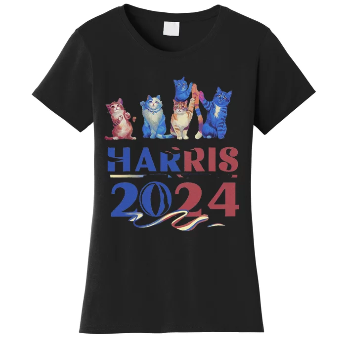 Funny Cat Design Kamala Harris 2024 Childless Cat Lady Gift Women's T-Shirt