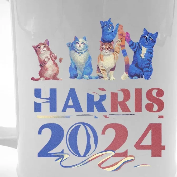 Funny Cat Design Kamala Harris 2024 Childless Cat Lady Gift Front & Back Beer Stein