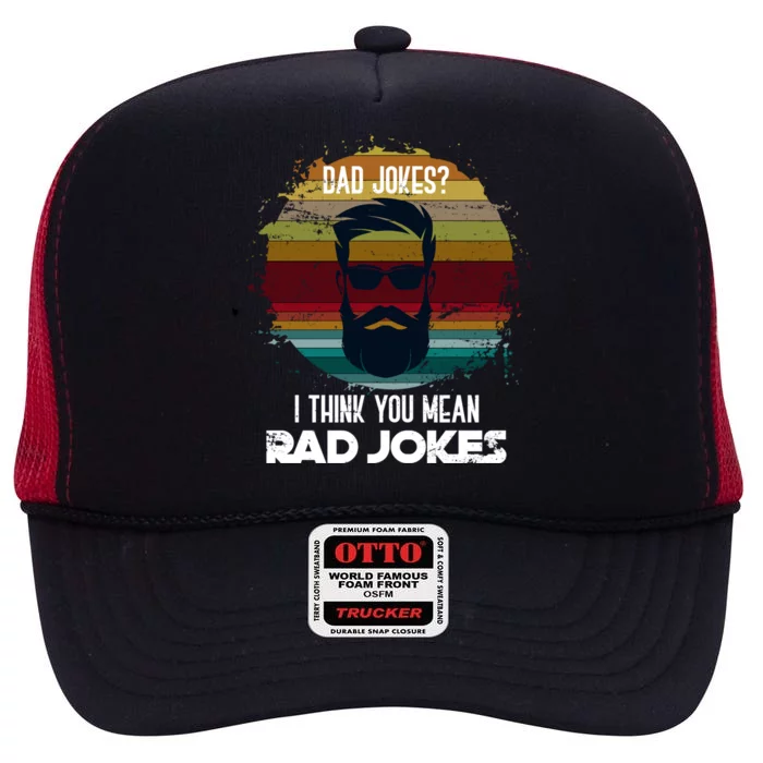 Funny Cringe Dad Puns Rad Jokes Fathers Day Gift Dad Jokes Gift High Crown Mesh Trucker Hat