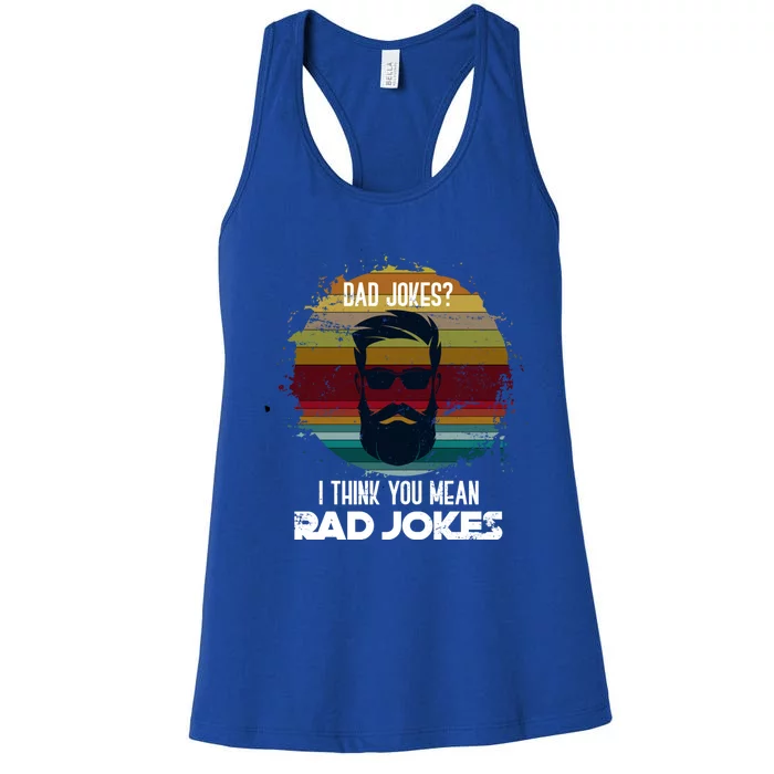 Funny Cringe Dad Puns Rad Jokes Fathers Day Gift Dad Jokes Gift Women's Racerback Tank