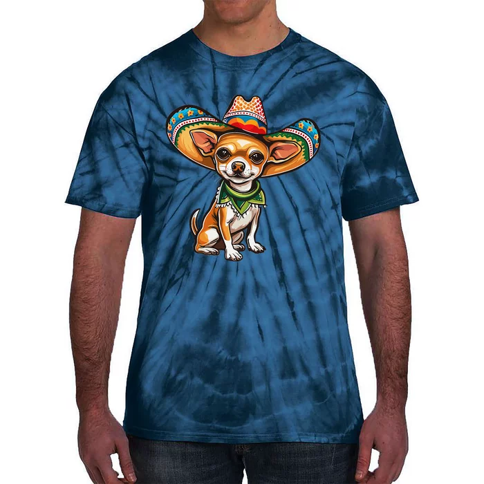 Funny Cinco De Mayo Chihuahua Graphic Tie-Dye T-Shirt