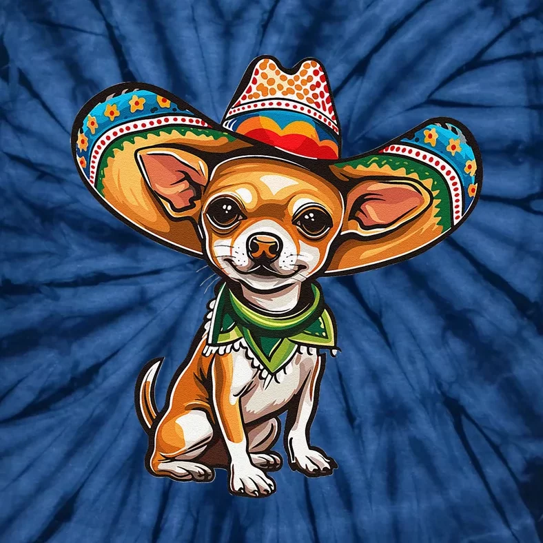 Funny Cinco De Mayo Chihuahua Graphic Tie-Dye T-Shirt