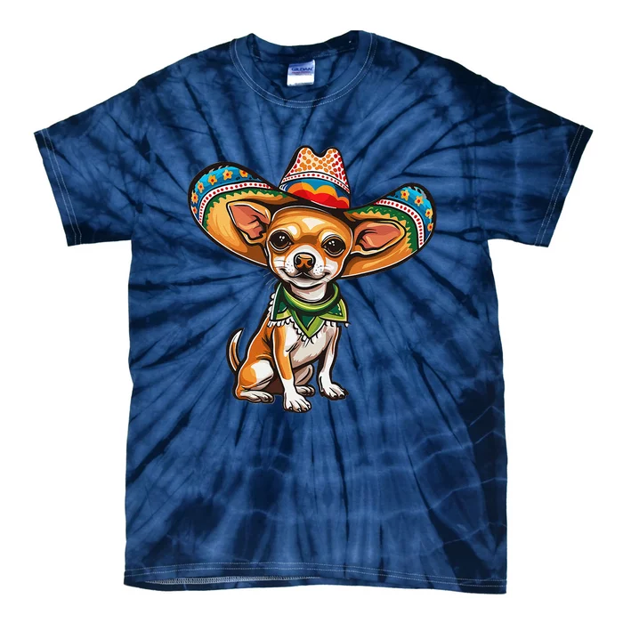 Funny Cinco De Mayo Chihuahua Graphic Tie-Dye T-Shirt