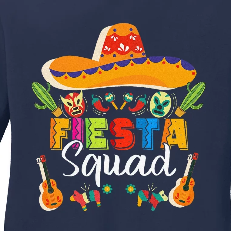 Funny Cinco De Mayo Fiesta Squad Mexican Party Cinco De Mayo Ladies Long Sleeve Shirt