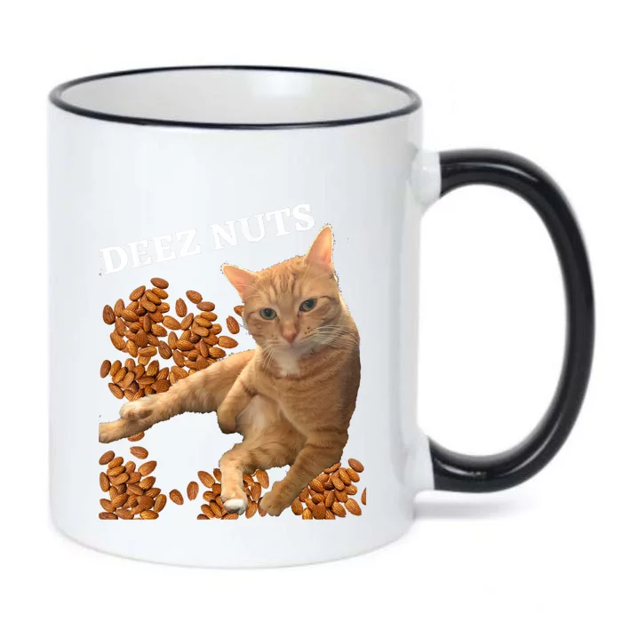 Funny Cat Deez Nuts Joke Black Color Changing Mug