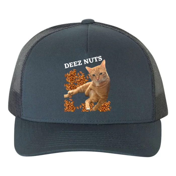 Funny Cat Deez Nuts Joke Yupoong Adult 5-Panel Trucker Hat