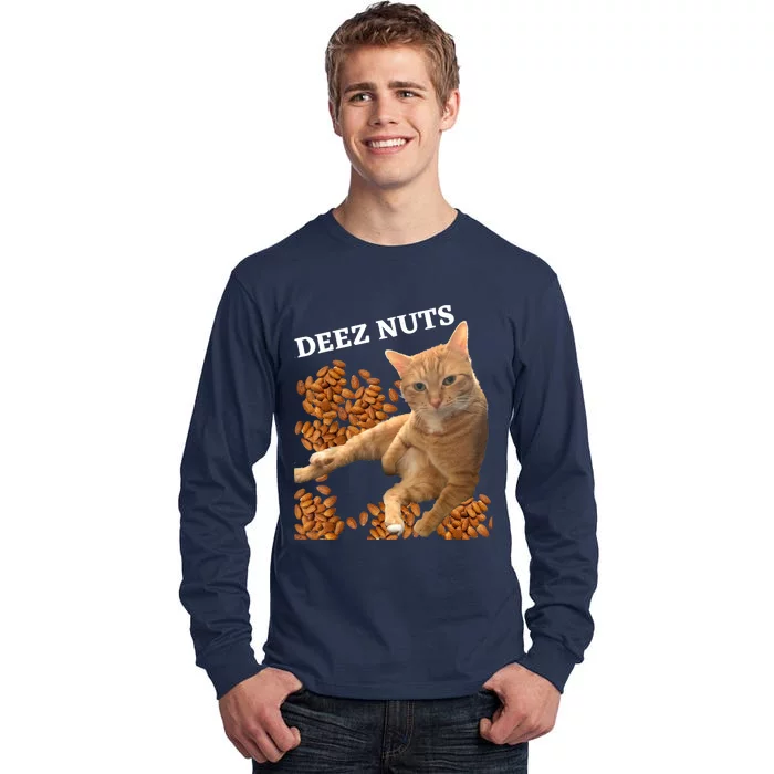 Funny Cat Deez Nuts Joke Tall Long Sleeve T-Shirt