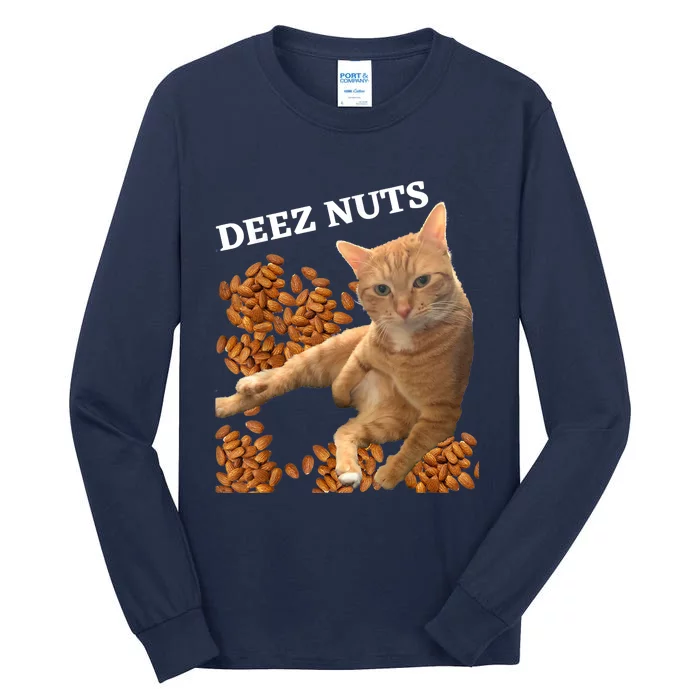 Funny Cat Deez Nuts Joke Tall Long Sleeve T-Shirt