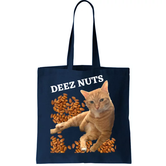 Funny Cat Deez Nuts Joke Tote Bag