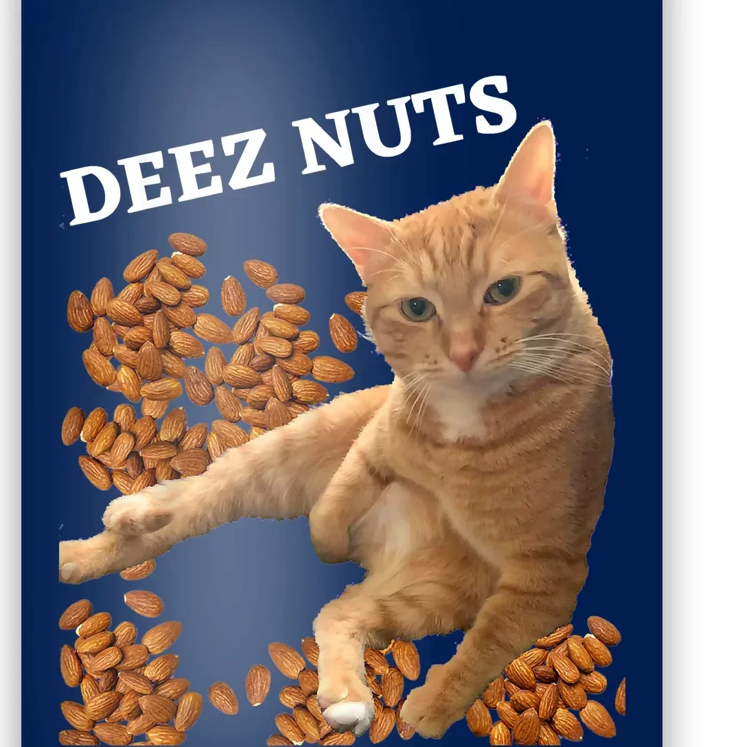 Funny Cat Deez Nuts Joke Poster