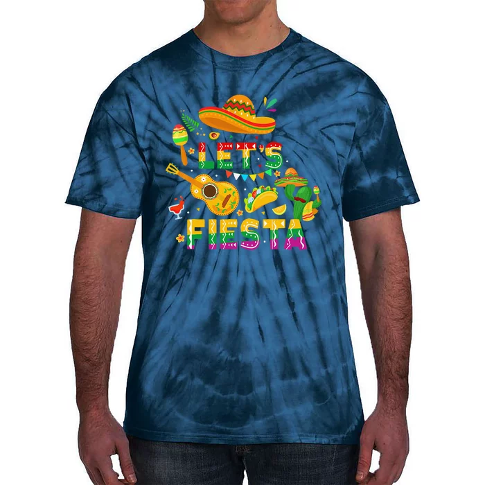 Funny Cinco De Mayo Mexican Guitar Cactus Lets Fiesta Tie-Dye T-Shirt