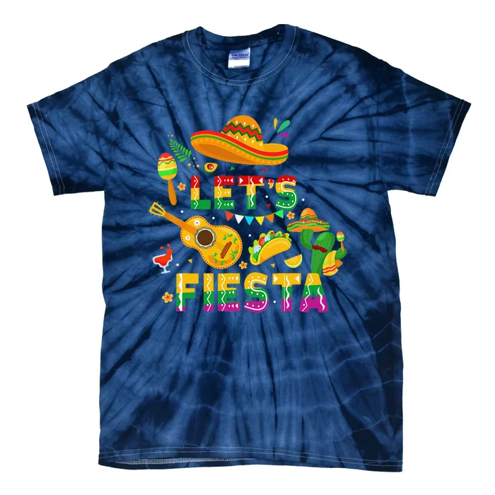 Funny Cinco De Mayo Mexican Guitar Cactus Lets Fiesta Tie-Dye T-Shirt