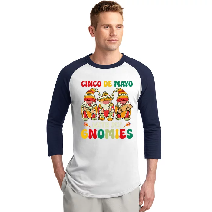 Funny Cinco De Mayo With My Gnomies Trio Gnomes Baseball Sleeve Shirt