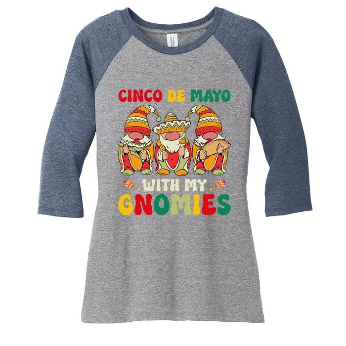 Funny Cinco De Mayo With My Gnomies Trio Gnomes Women's Tri-Blend 3/4-Sleeve Raglan Shirt