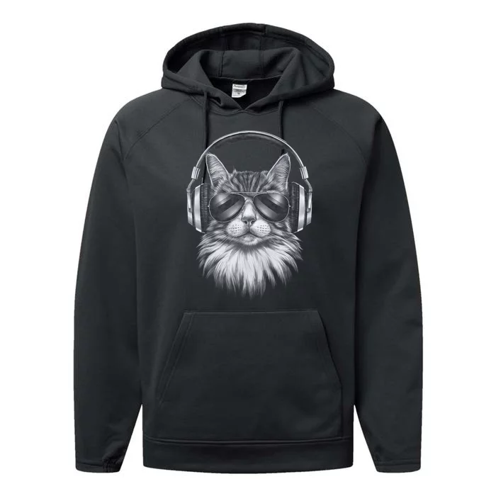 Funny Cat Dj Black Art Festival Concert Music Band Performance Fleece Hoodie