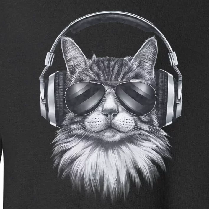 Funny Cat Dj Black Art Festival Concert Music Band Toddler Sweatshirt