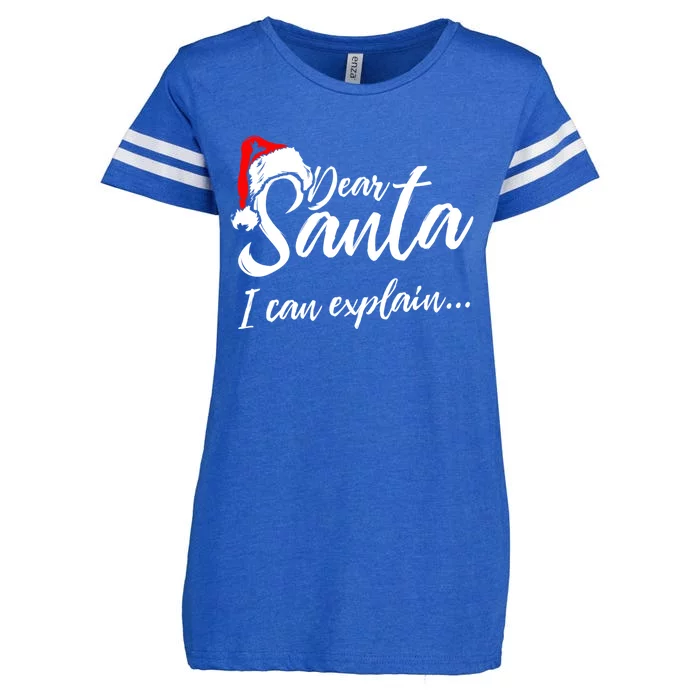 Funny Christmas Dear Santa I Can Explain Great Gift Enza Ladies Jersey Football T-Shirt