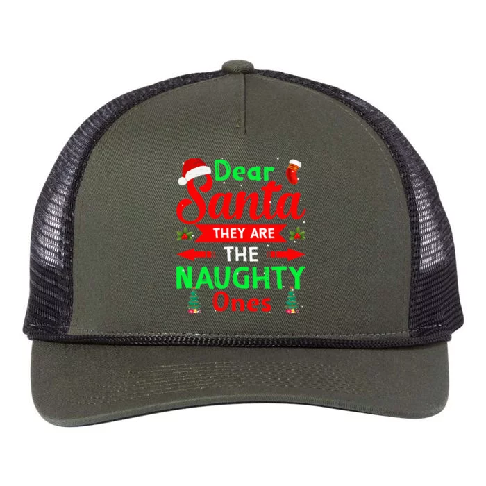 Funny Christmas Dear Santa They Are The Naughty Ones Pajama Retro Rope Trucker Hat Cap