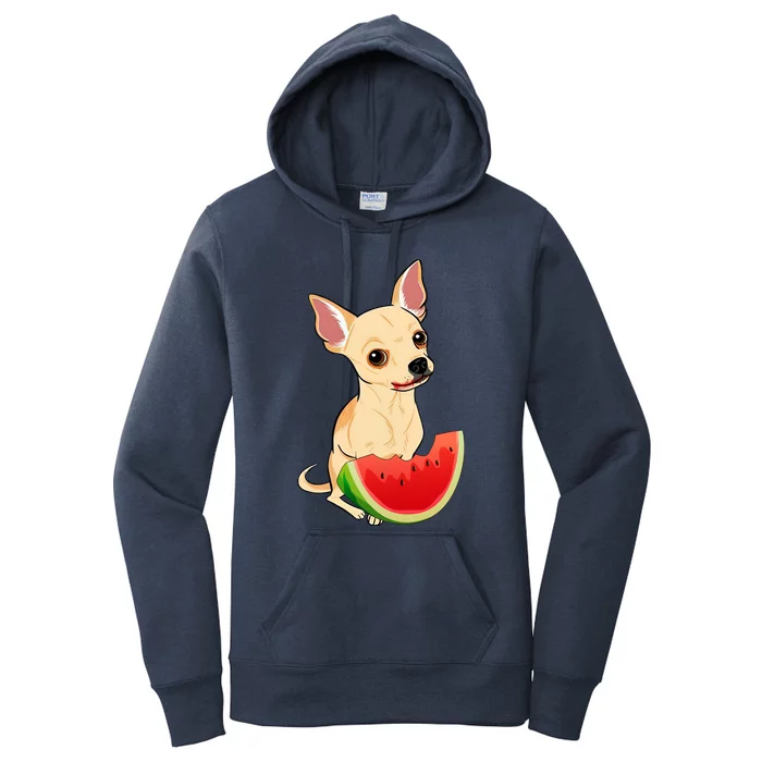 Funny Chihuahua Dog And Watermelon Slice Summer Vacation Cute Gift Women's Pullover Hoodie