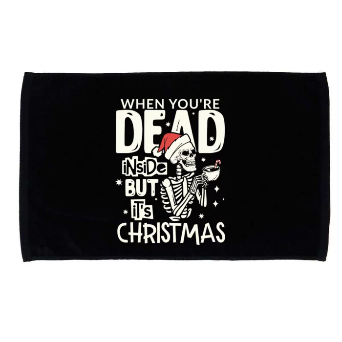 Funny Christmas Dead Inside Skeleton Coffee Retro Vintage Cute Gift Microfiber Hand Towel