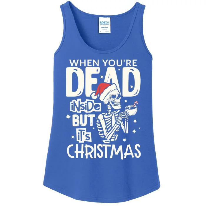 Funny Christmas Dead Inside Skeleton Coffee Retro Vintage Cute Gift Ladies Essential Tank