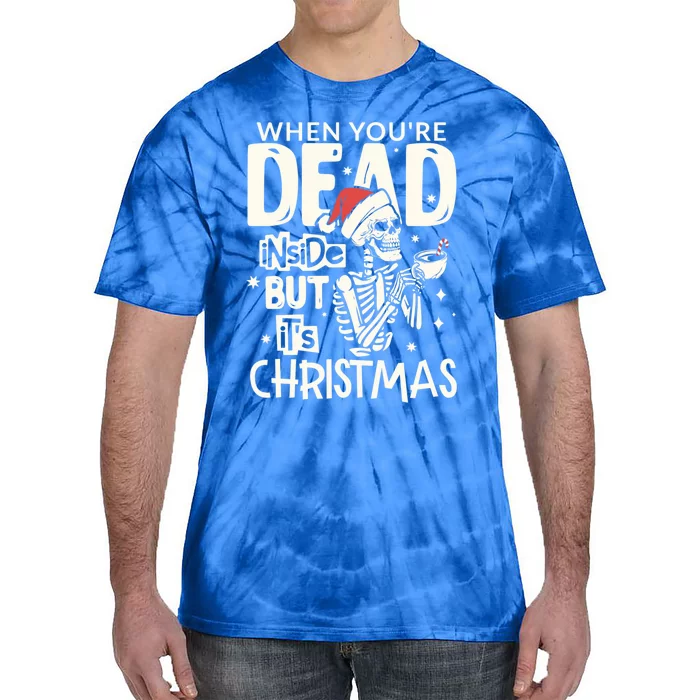 Funny Christmas Dead Inside Skeleton Coffee Retro Vintage Cute Gift Tie-Dye T-Shirt