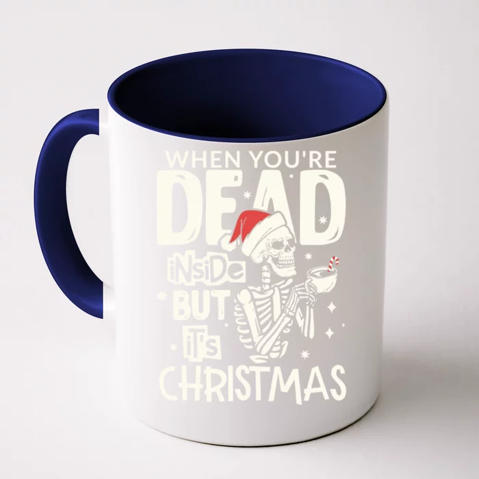 Funny Christmas Dead Inside Skeleton Coffee Retro Vintage Cute Gift Front & Back Coffee Mug