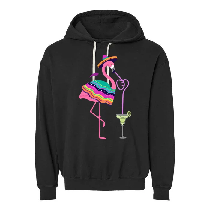 Flamingo Cinco De Mayo Garment-Dyed Fleece Hoodie