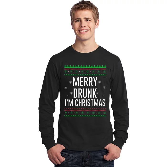 Funny Christmas Drinking Shirts Merry Drunk IM Christmas Long Sleeve Shirt